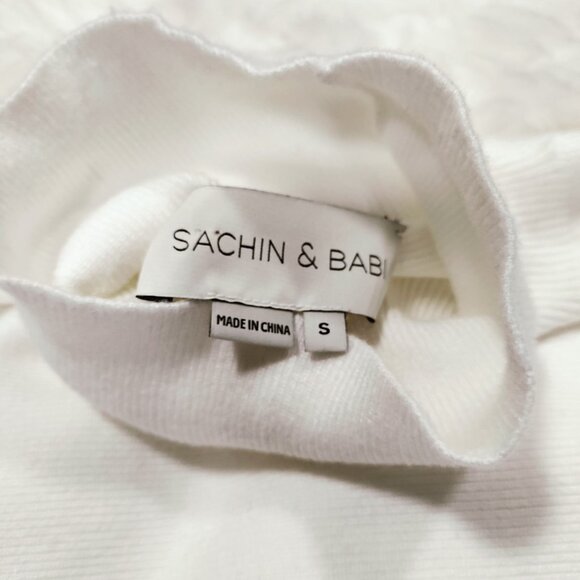 Sachin & Babi White High-Neck Sweater Lace Trim Sleeves Women's Size Small NWOT - Picture 7 of 14